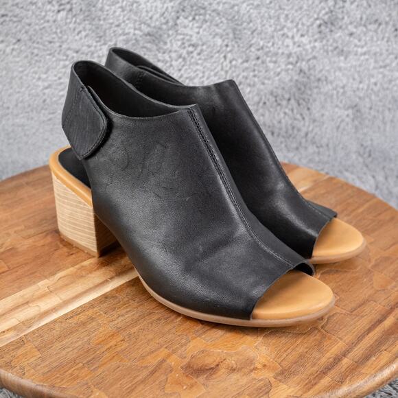 Korks by Kork Ease, Cayleigh, Black Leather, Open-toe Booties, Women's Size 7 - Picture 1 of 5